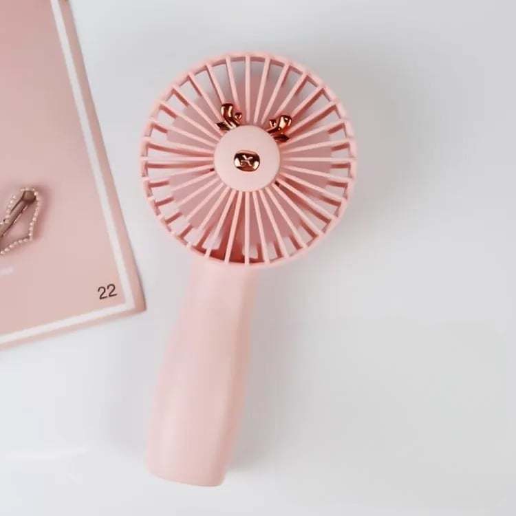 Prenosni namizni USB ventilator z lučko - Roza