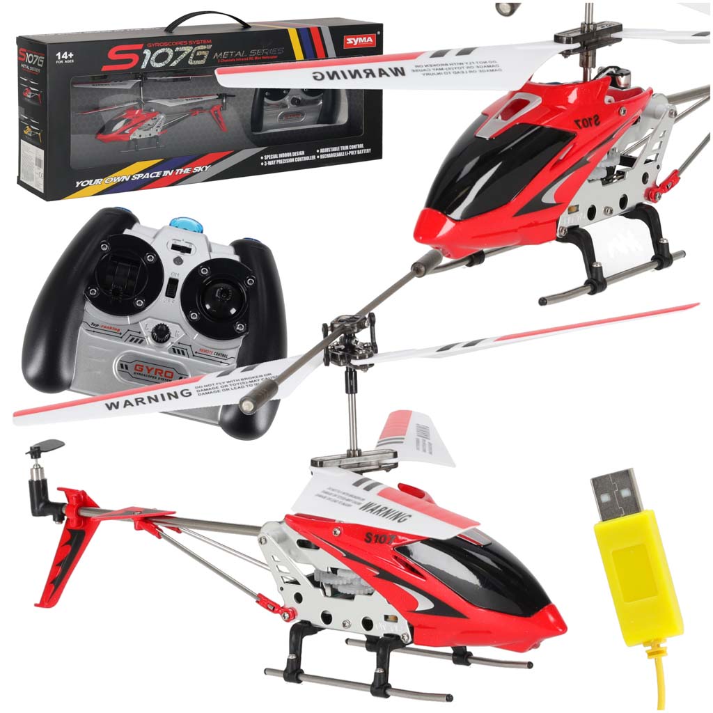 RC helikopter na daljinsko upravljanje SYMA S107G – GYRO stabilizacija, rdeč