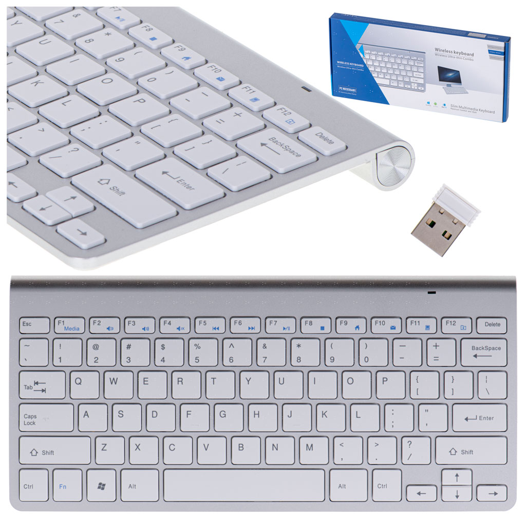Brezžična tipkovnica za Smart TV – 2.4 GHz USB (srebrna)