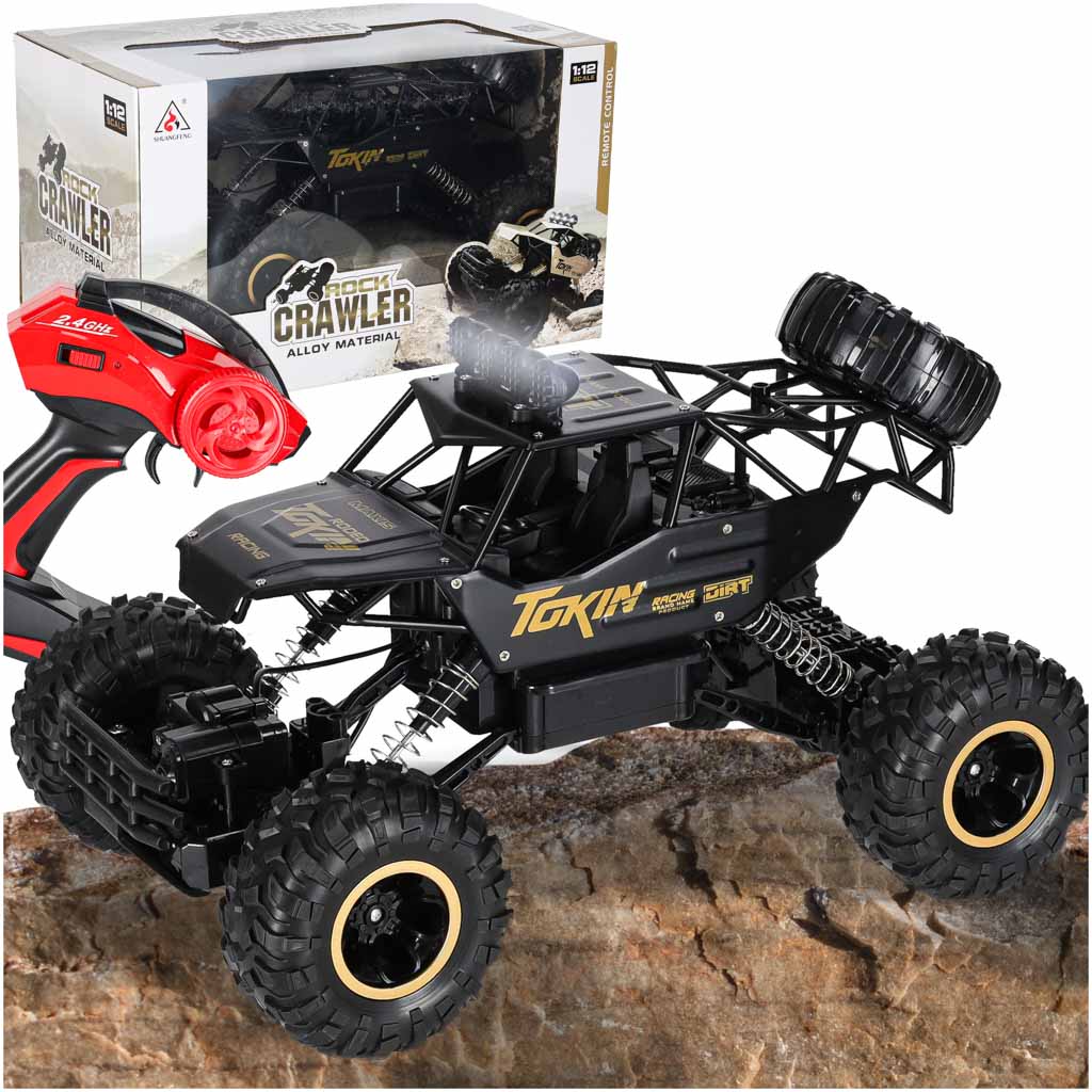 RC avto za teren 4x4 – kovinski rock crawler 1:12 (črna)