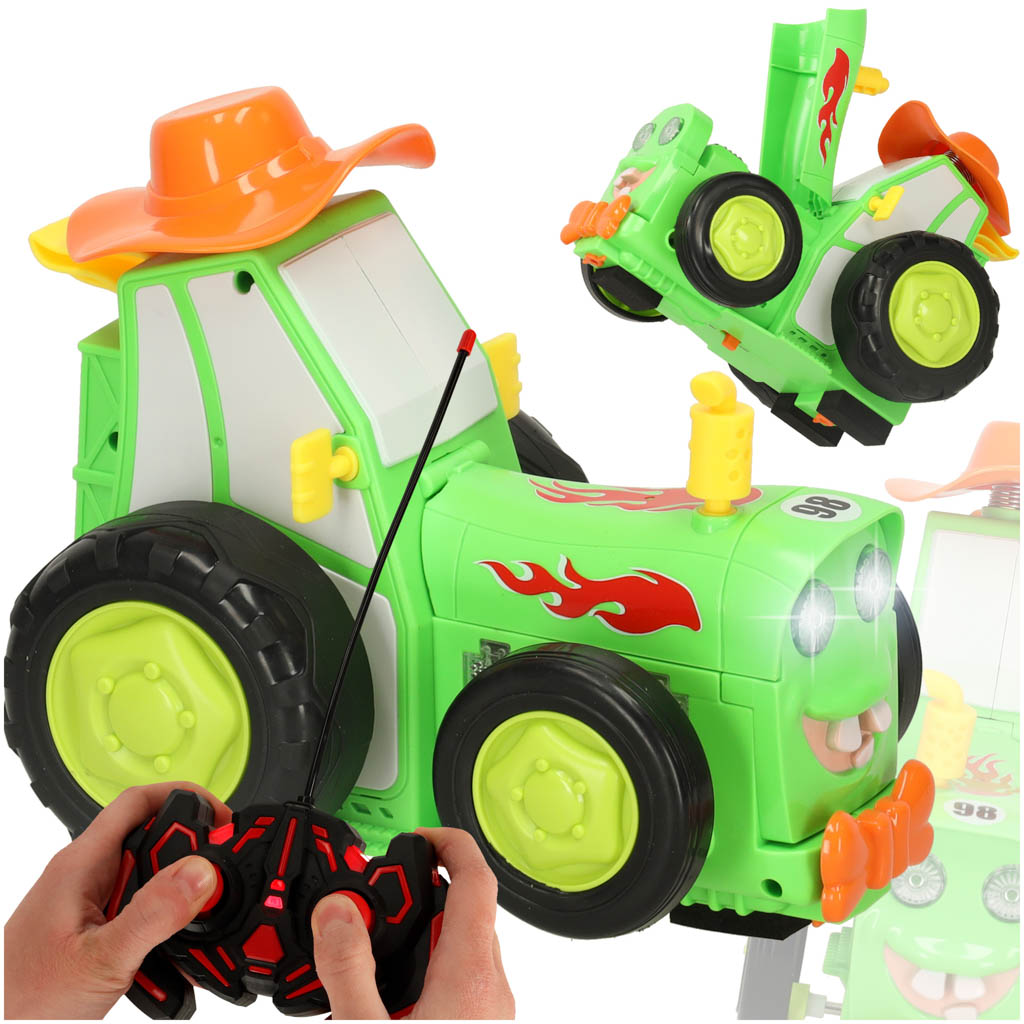RC skakajoči traktor – poskočni traktor z glasbo in lučkami (zelen)