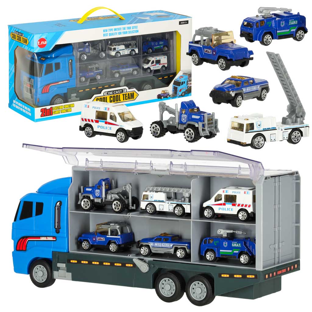 Transporter tovornjak TIR lanser + kovinski avtomobili policija
